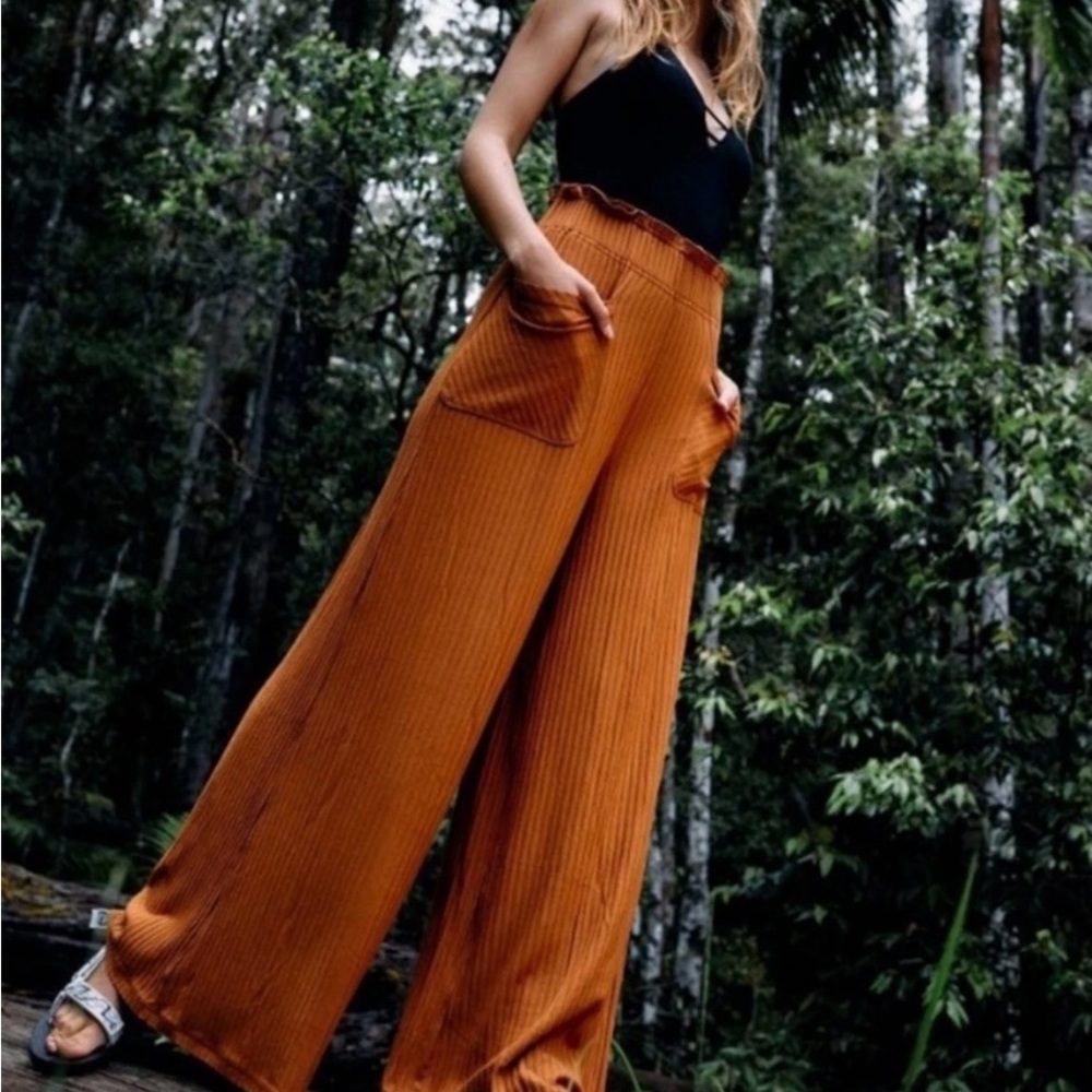 Free People Movement Blissed Out Brown Wide Leg Pants